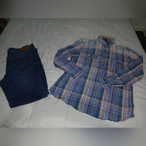 Lucky Brand Long sleeve plaid ombre shirt‎ Large Henley Style - Picture 1 of 5